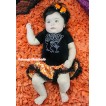 Halloween Black Baby Bodysuit Orange White Dots Black Pettiskirt & Sparkle Rhinestone BOOS! Print JS4769